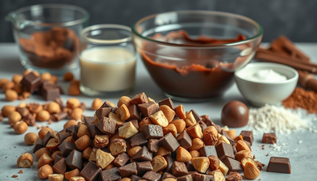 ingredients for making Milk Chocolate Hazelnut Truffles