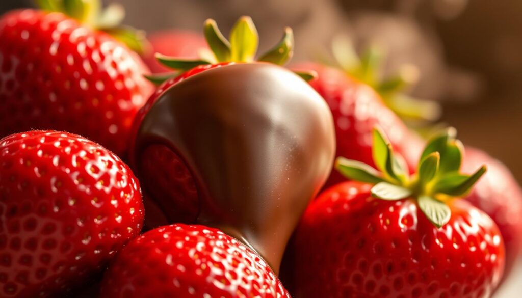 Coffee-dipped strawberries with mocha chocolate coating