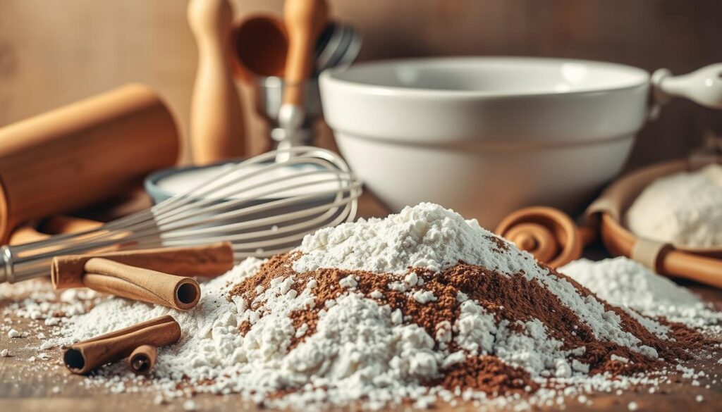 Essential baking ingredients and tools