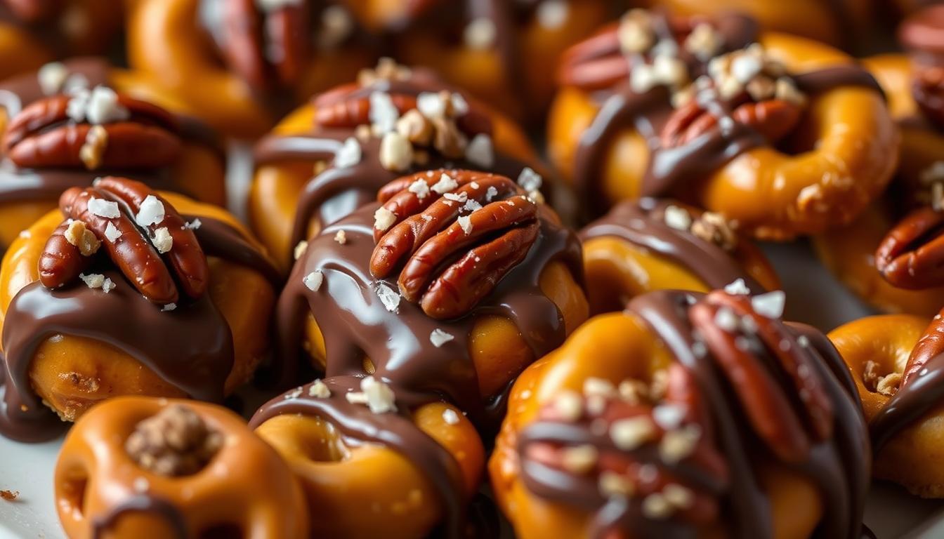 Chocolate Turtle Pretzel Bites