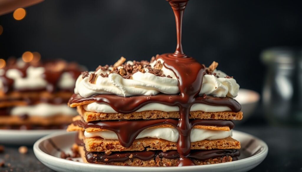 layered dessert assembly process