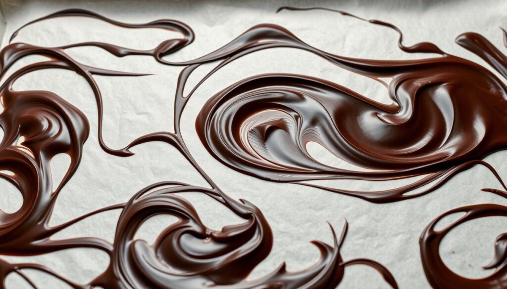 swirl chocolate on baking sheet parchment